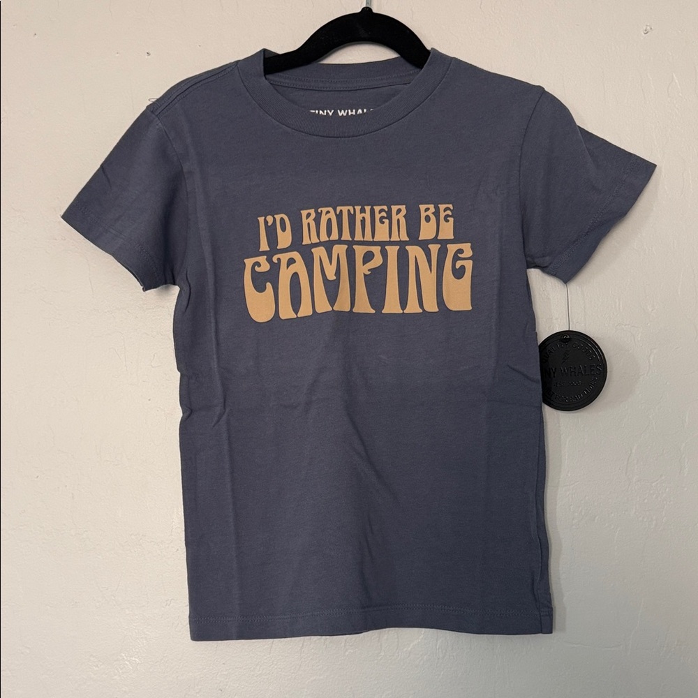 Tiny Whales Camping Tee in Slate Blue
